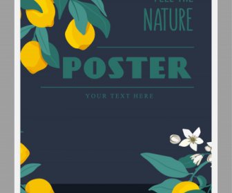 природа плакат шаблон лимонное дерево эскиз классический дизайн