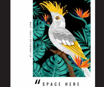 Nature Poster Template Tropical Parrot Flowers Decor