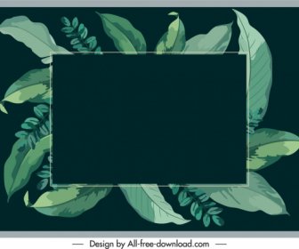 자연 텍스트 상자 배경 녹색 잎 어두운 복고풍