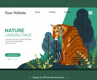 Nature Modèle De Page Web Tiger Croquis Décor Classique