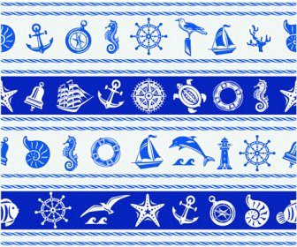 海事の要素青のシームレスなパターン ベクトル