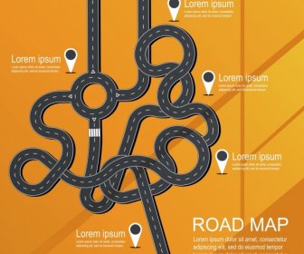 Баннер навигации витой дороге иконы плоский дизайн