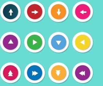 Navigation Buttons Collection Colorful Round Flat Design