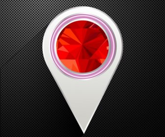 Navigation-Marker Vorlage Modern Gerundet Rote Polygonalen Dekor