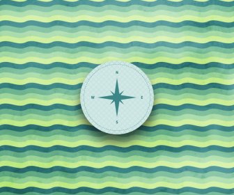 Navigator Compass On Wave Background