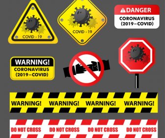 Ncov Warning Signs Template Road Alarm Sketch