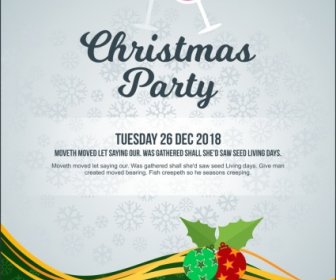 Neat Christmas Party Invitation Poster With Christmas Trees In Bottom And Ornaments And Merry Christmas Wish