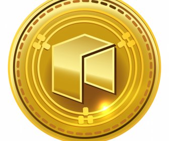 neo coin sign icon sparkling golden symmetric design