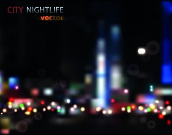 Neon Kota Kehidupan Malam Vektor Latar Belakang Set