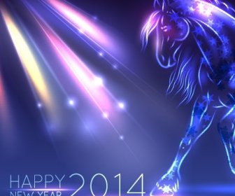Neon Horse New Year Design Vector Background