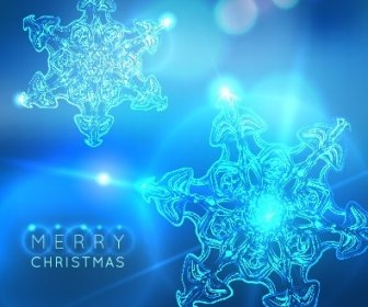 Neon Schneeflocke Neujahr Und Weihnachten Hintergrund