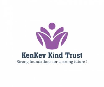 Logotipo Neutro Kenkev Kind Confiança ONG Slogan Modelo Elegante Plana Symmetric Folhas Humanas Formas Contorno