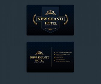 Novo Shanti Hotel Luxuoso Modelo De Cartão De Visita Elegante Decoração Coroa Dourada Escura