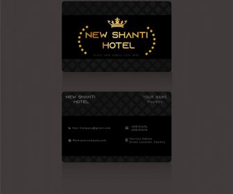 New Shanti Hotel Luxurious Business Card Template Golden Crown Stars Decor