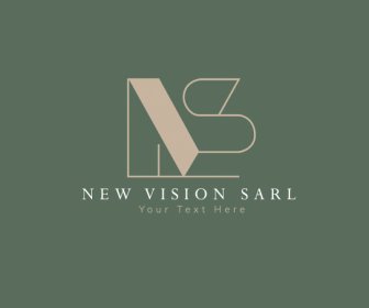 new vision sarl logotype stylized n s texts sketch