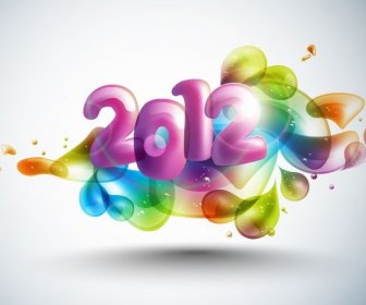 カラフルなデザインを持つ新しい年抽象 2012