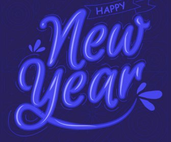 New Year Banner Dark Blue Design Calligraphic Decor