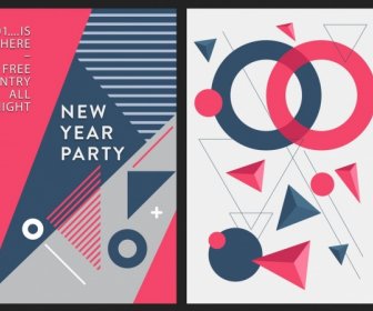 New Year Party Banner Abstract Geometric Decor