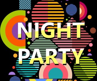 Night Party Banner Colorful Flat Geometric Decor