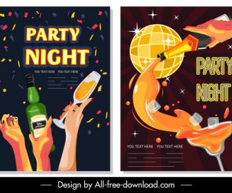 Night Party Posters Colorful Eventful Dynamic Design