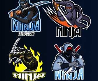 Ninja Icons Fighting Gesture Dynamic Design