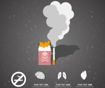 No Smoking Infographic Tobacco Organ Icons Ornament