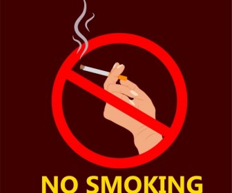 No Smoking Poster Hand Holding Cigarette Sign Icon
