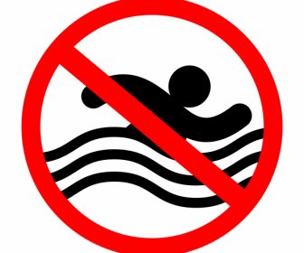 No Swimming Sign On Wite Background