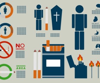 Nichtraucher-Infografik Flache Symbole Dekoration