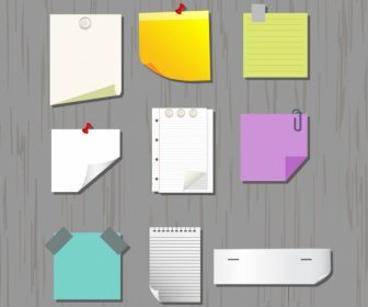 Note Paper Icons Sets Various Colored Types Decoration