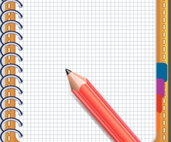دفتر ملاحظات خلفية ملونة ديكور أيقونة قلم رصاص تصميم ثلاثي الأبعاد