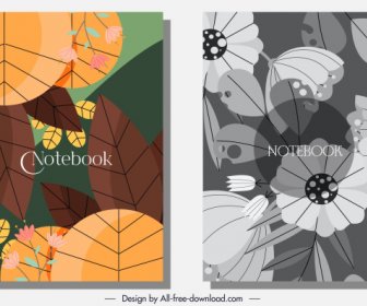 Notebook Penutup Latar Belakang Klasik Desain Tanaman Datar Dekorasi