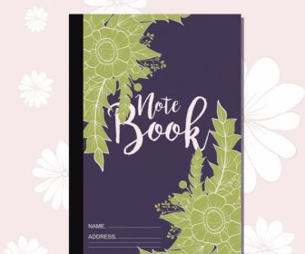 Notebook Cover-Vorlage Grünes Blatt Dekoration Klassische Design