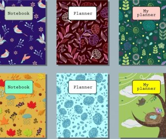 Notebook Cover Templates Nature Themes Colorful Decoration