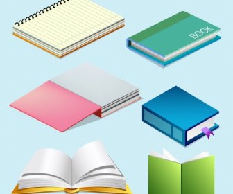 Notebook Icons Collection Multicolored 3d Design