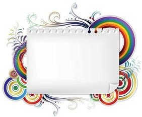 Notebook Page Curl Frame Design With Colorful Design Elements Vector Banner