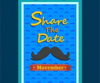 November Mustache Poster In Blue Design
