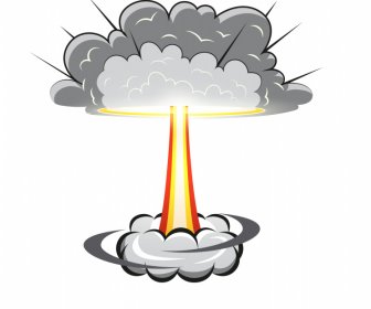 ícone Da Bomba Nuclear Esboço Clássico Dinâmico Da Luz Da Fumaça
