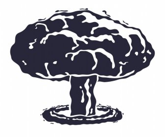 Icono De Bomba Nuclear Silueta Dinámica Boceto De Humo