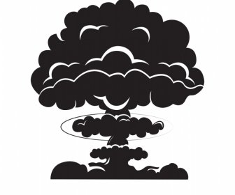 Nuclear Explosion Icon Dynamic Silhouette Smoke Sketch
