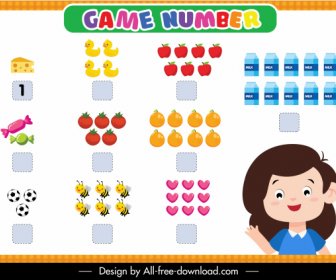Number Game Education Template Colorful Cute Flat Cartoon