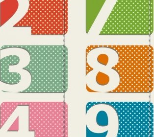 Number Tags Icons Paper Cut Design Colorful Spots