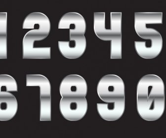 Nummerierung Hintergrund Glänzend Grau Metall-icons