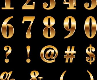 Numbering Icons Shiny Golden Decoration