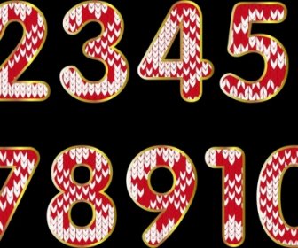 Numbers Background Red White Flat Decor