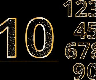 Numbers Background Shiny Sparkling Yellow Decor