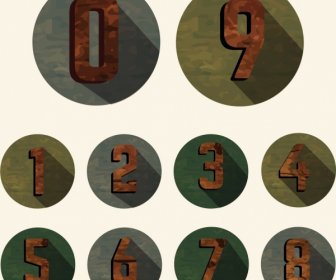 Numbers Icons Classical Design Circles Isolation