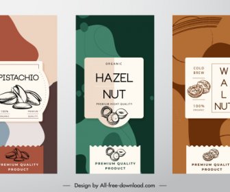 Fındık ürün Etiketleri Koyu Klasik Soyut Dekor şablonları