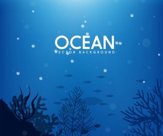 Ocean Latar Belakang Laut Dalam Ikon Desain Biru Gelap
