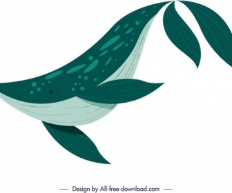 Okyanus Yaratık Arka Plan Balina Simgesi Yeşil Tasarım